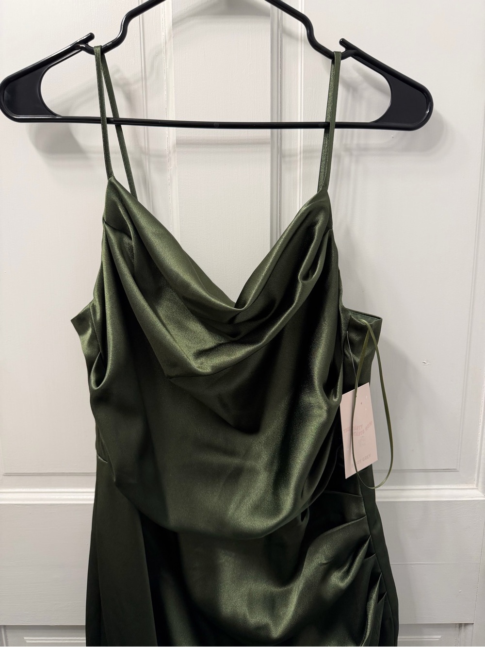 Olive Green Satin Cowl Neck Slip Dress (Birdy Grey Bridesmaid Dress)